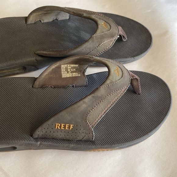 REEF Fanning Men’s Sandal Color Brown/Gum Men’s size 14 surfer Beach Quality - Picture 2 of 8